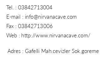 Nirvana Cave Hotel iletiim bilgileri
